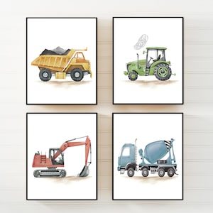 Construction nursery prints - Construction nursery decor - Truck prints - Boys room wall art - Baby boy nursery art - Truck wall art - H2743