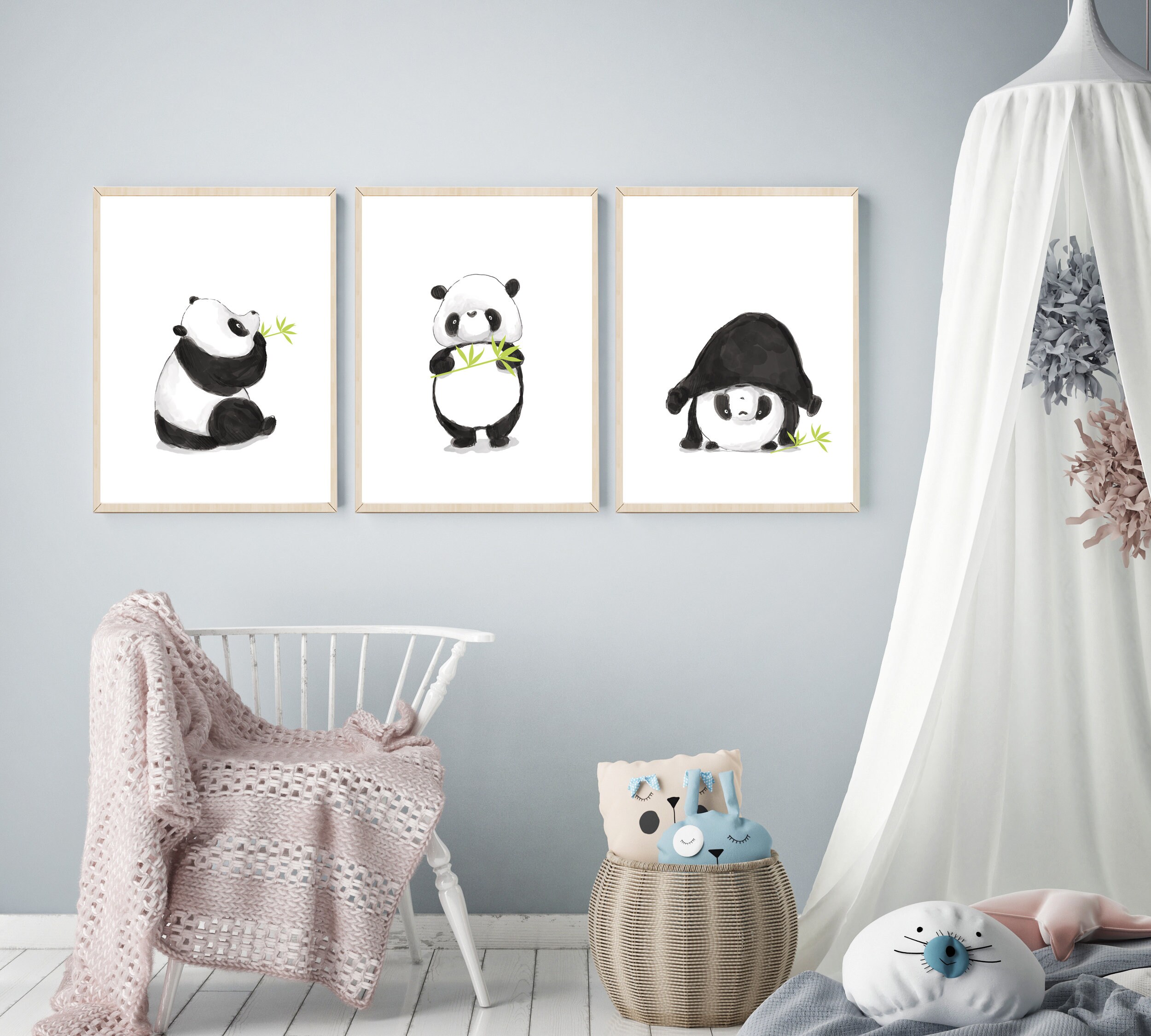 Panda Print - Black and White Wall Art - Panda Printable - Minimalist ...