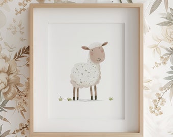 Stampa artistica di animali da fattoria per la cameretta dei bambini, stampa artistica di animali da fattoria, decorazione per cameretta dei bambini, stampa artistica di pecore, H3074