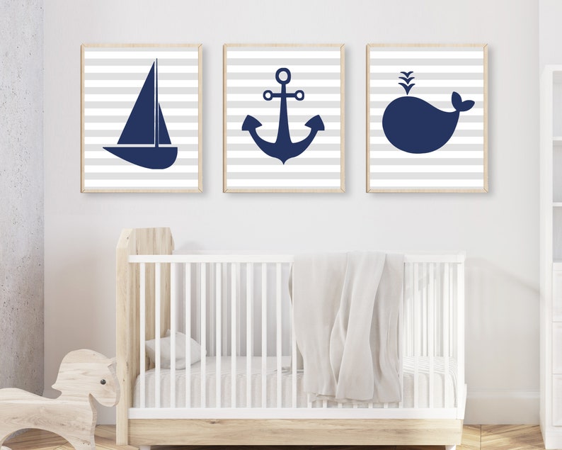 Nautical Nursery Art Print Baby Boy Nautical Wall Art Boys