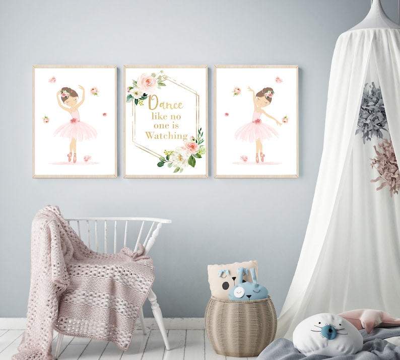 Set of 3 Prints Ballerina Wall Art Ballerina Nursery Art Etsy UK