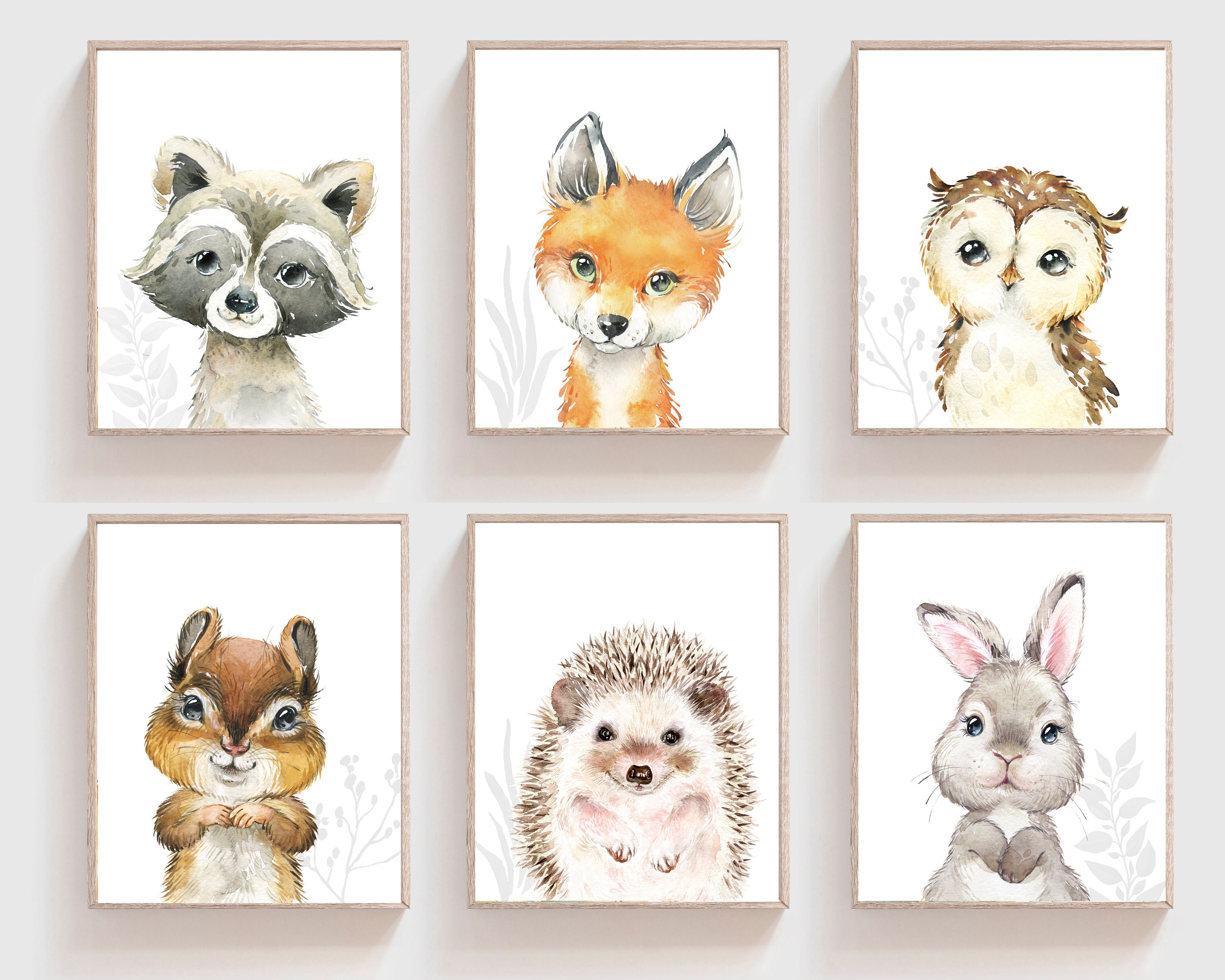 Woodland nursery animal prints sales