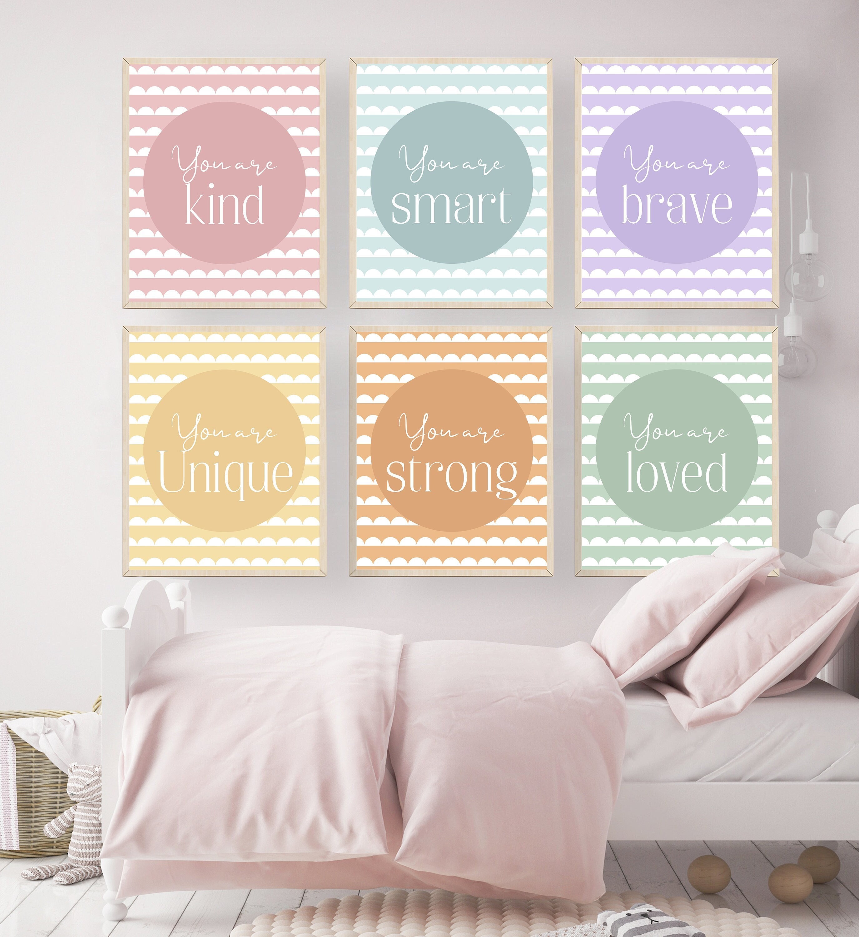 Pastel Girls Affirmation Prints, Girl bedroom decor, Rainbow of color Inspiration quotes, Girls Positive Affirmations, Digital Girls Print.