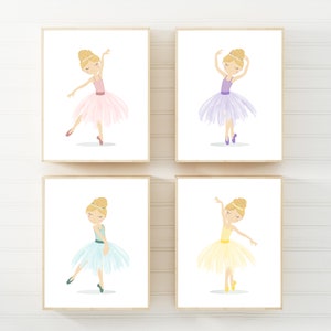Decoración de habitación de niña pequeña - Arte de pared para habitación de niña - Decoración de habitación en tonos pastel - Arte de pared de bailarina - Impresión de bailarina - Decoración de guardería de bailarina - H2460