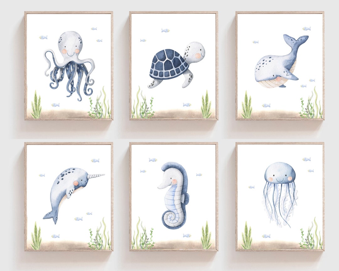 Nautical Nursery Decor - Under the Sea Wall Art - Ocean Nursery Prints ...
