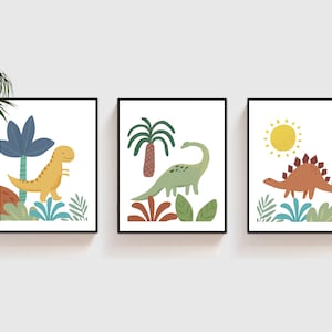 Set of 3 Dinosaur Prints - Dinosaur Boys Room Decor - Toddler Boys Room ...