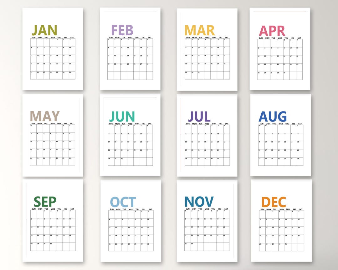 2026 Minimalist Monthly Calendar Wall Art Printable, 2026 Monthly