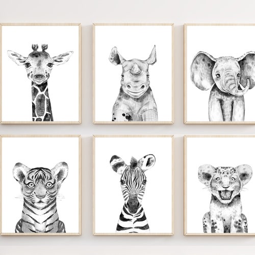 Black and White Nursery Animal Prints PRINTABLE Safari Nursery Etsy