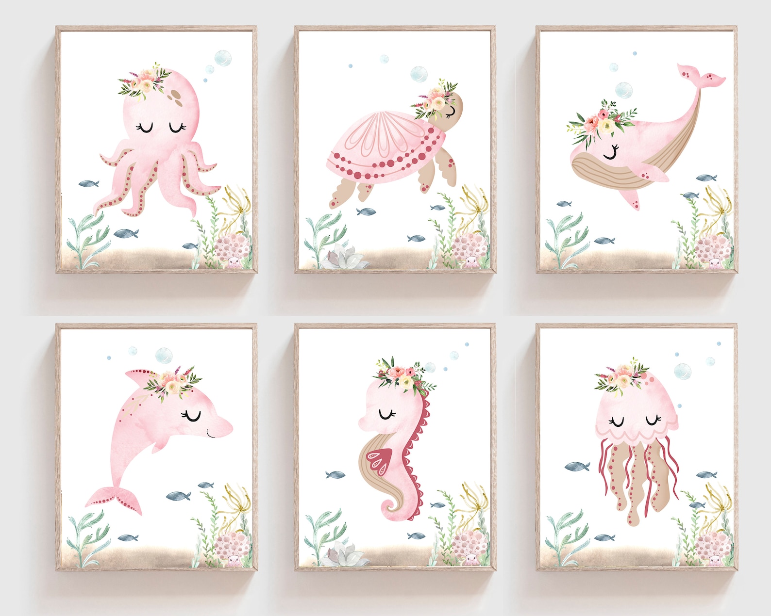 Girls Room Decor - Ocean Nursery Prints - Sea Animals Wall Art - Under ...