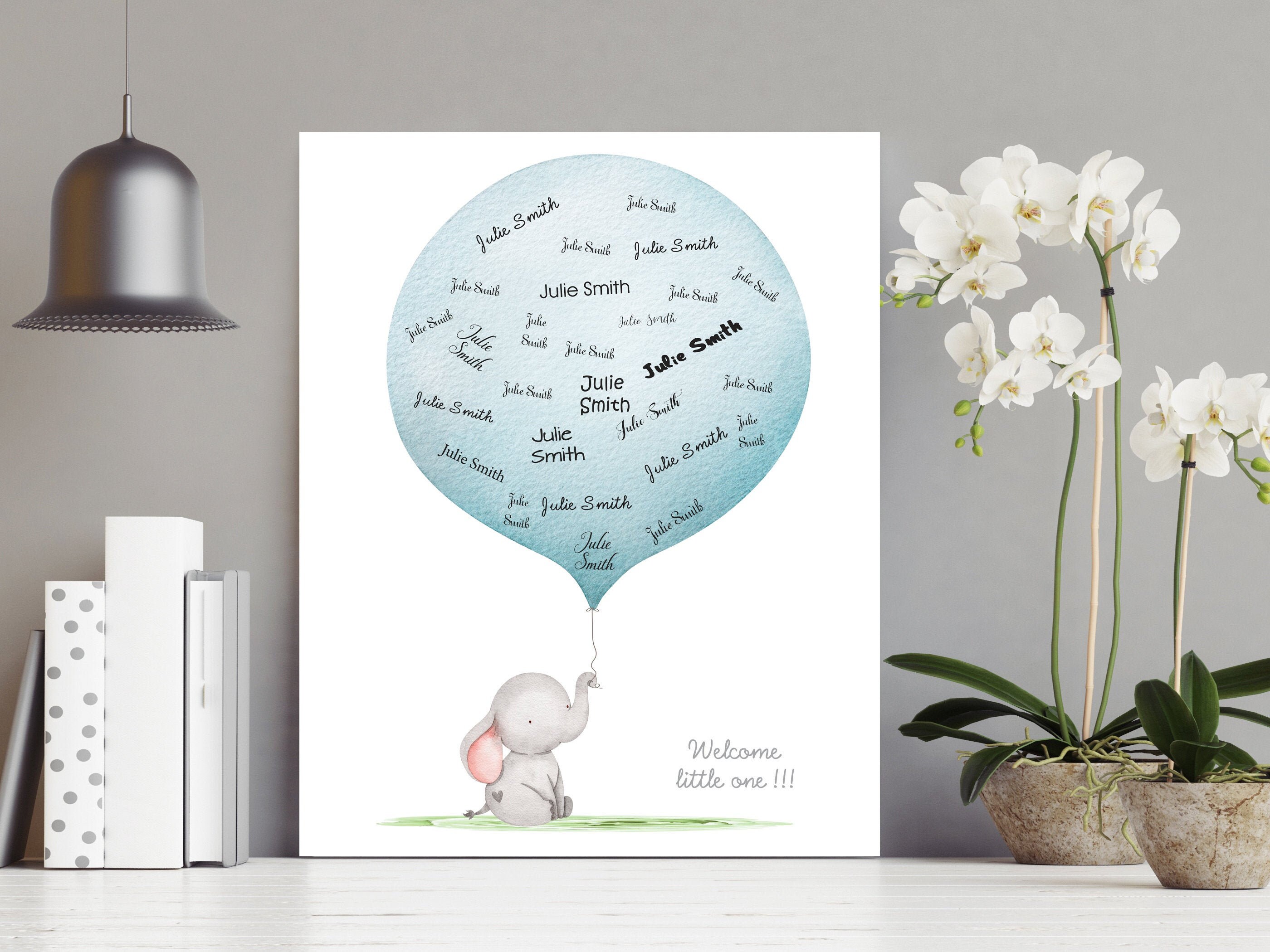 Elephant guest book baby shower Baby boy guest book Etsy