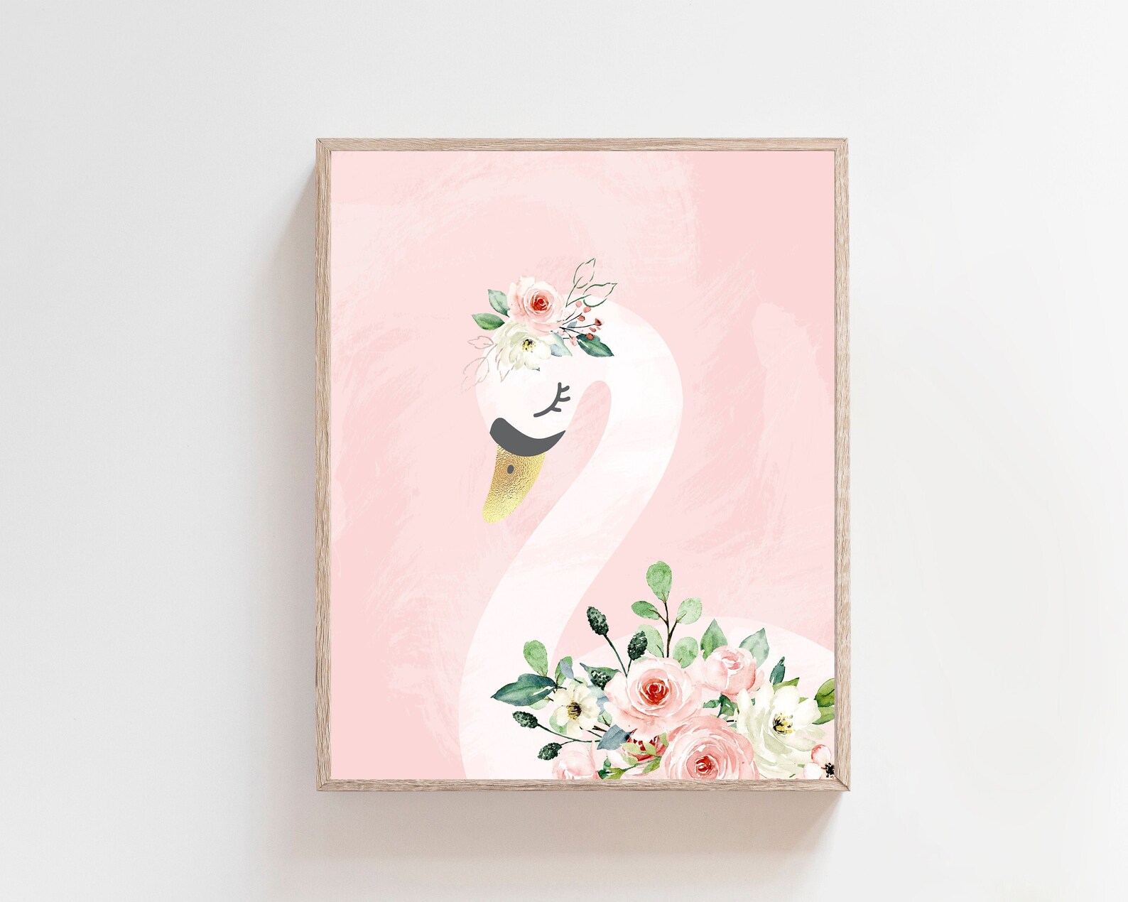 Swan Nursery Print - Girl Room Wall Art - Blush Pink Wall Art ...