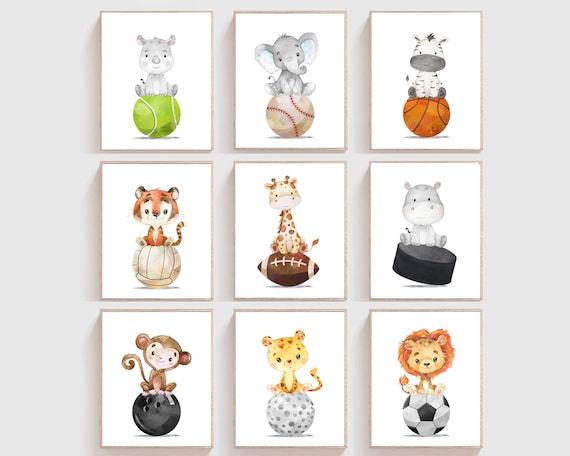 Animal sports print - Sport nursery decor - Animal sports nursery - Nursery sports decor - Baby boy sports nursery - Sports decor - DIGITAL