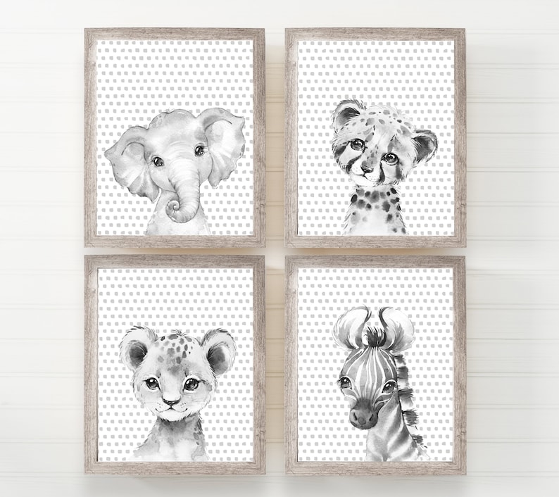 Nursery Animal Prints Black and White Wall Art Nursery Etsy