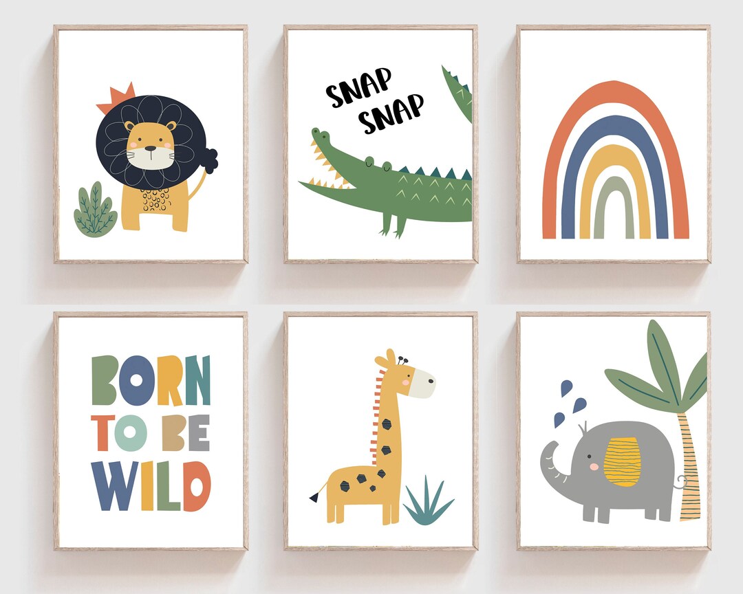Jungle Nursery Prints - Boys Room Decor - Jungle Wall Art - Born to Be ...
