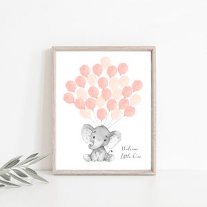 Elephant Guest Book Printable - Elephant Guest Book Baby Shower - Pink ...