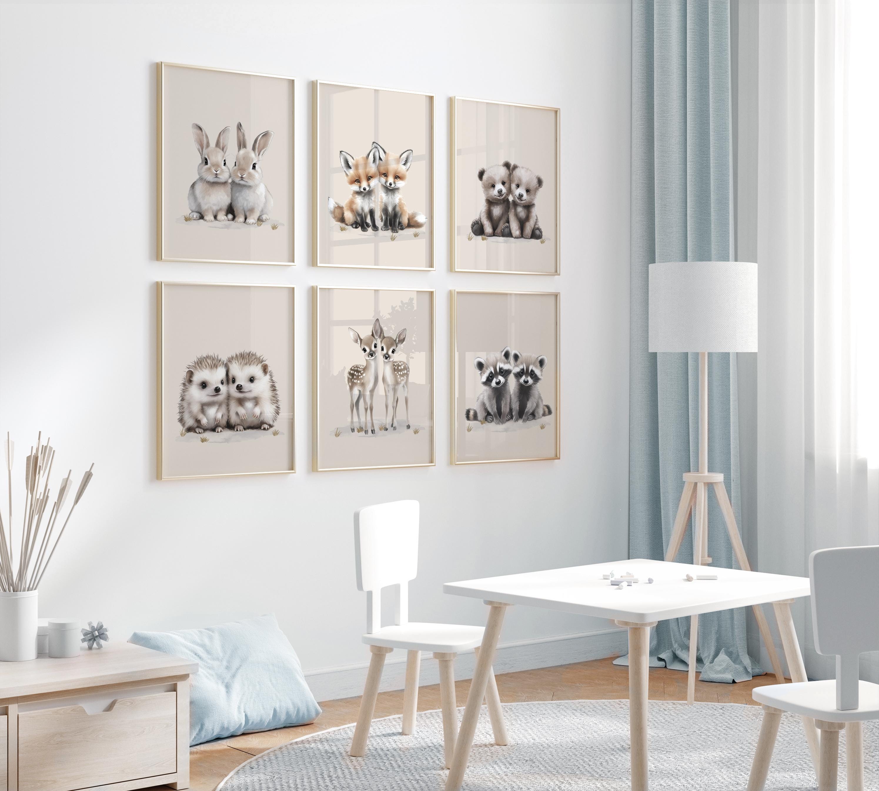 Twin Nursery Decor - Woodland Animal Decor - Twin Nursery Wall Art ...