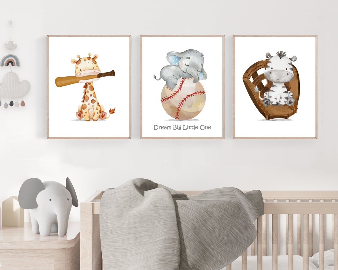Baseball Nursery Decor Baby Boy Sports Nursery Animal Etsy