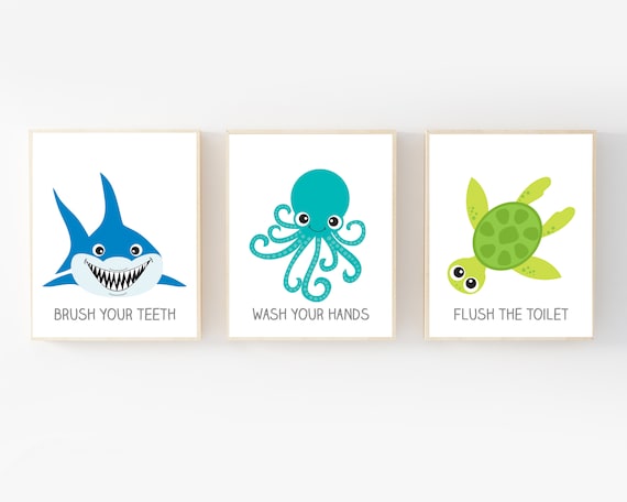Kids Bathroom Wall Art Bathroom Prints Kids Kids Bathroom | Etsy