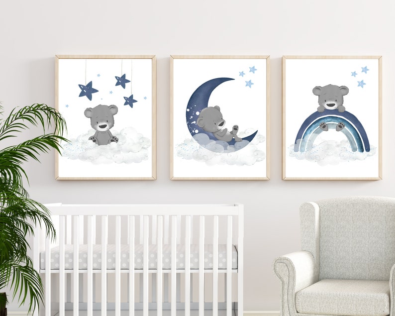 Baby Boy Nursery Navy Blue Nursery Decor Nursery Prints - Etsy
