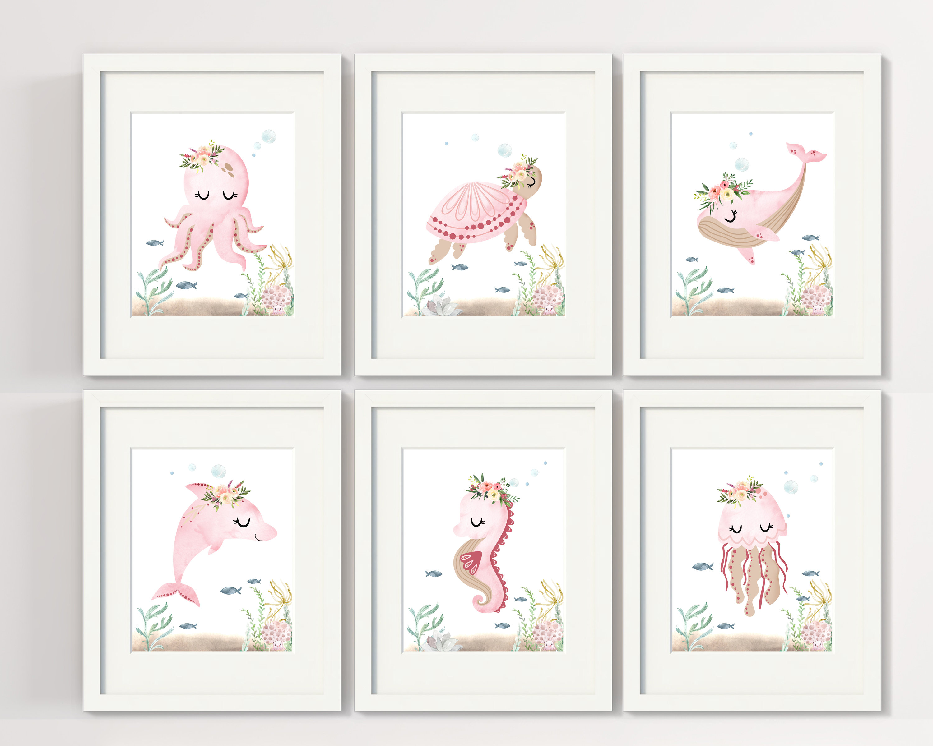 Girls Room Decor - Ocean Nursery Prints - Sea Animals Wall Art - Under ...