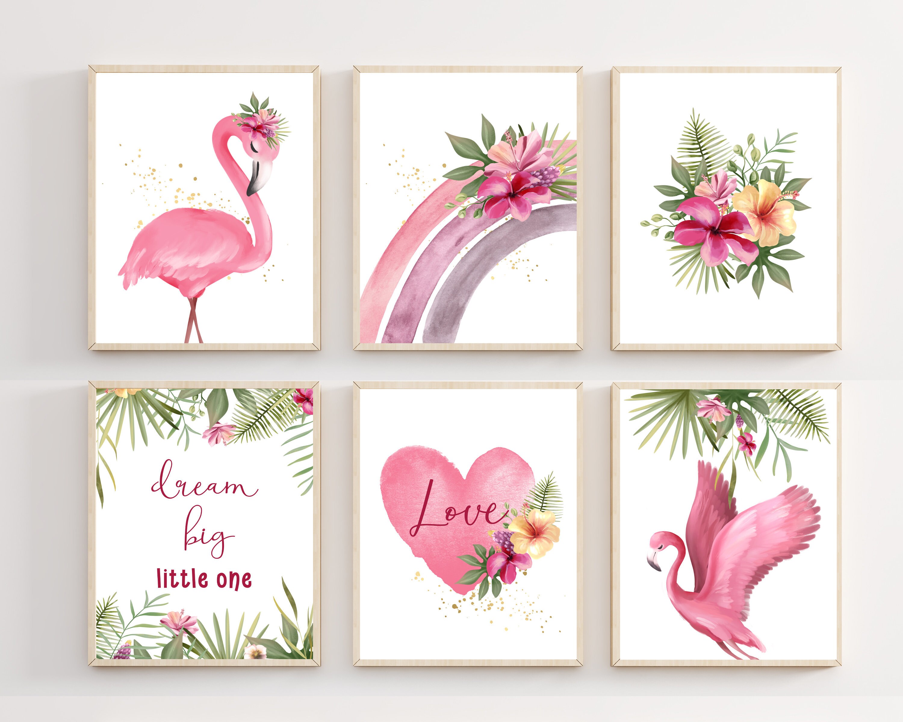 Pink Flamingo Art Print Girls Room Wall Art Flamingo Etsy 日本