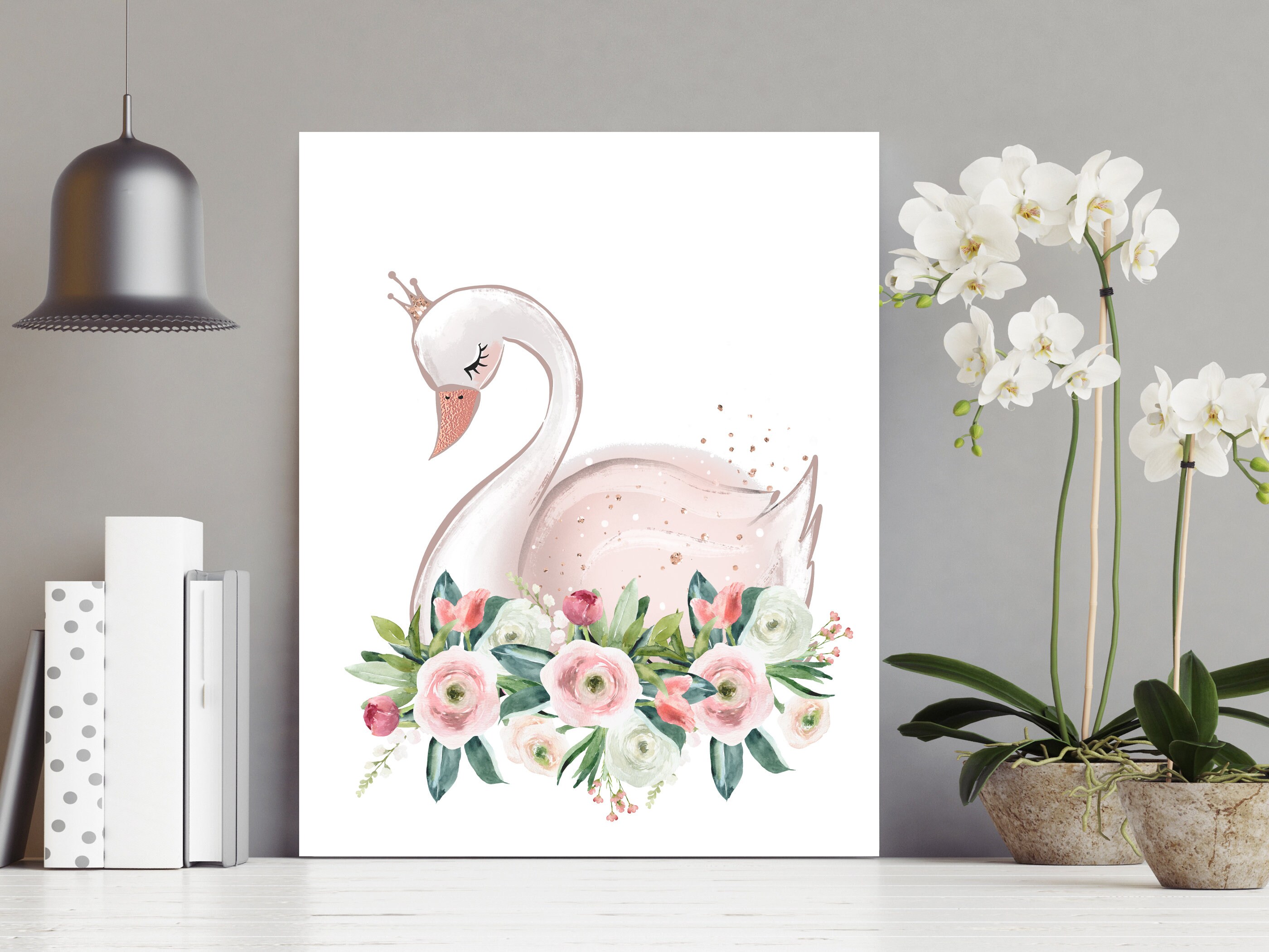 Swan Print - Swan Nursery Art - Girls Room Decor - Blush Pink Wall Art ...