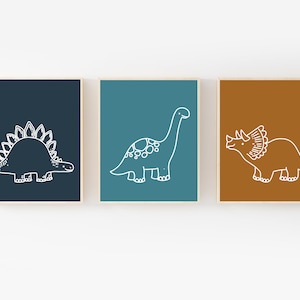 Dinosaur poster - Boys wall art - Dinosaur wall art - Boys room decor - Prints for boys room - Dinosaur print set - Toddler boy wall art image 3