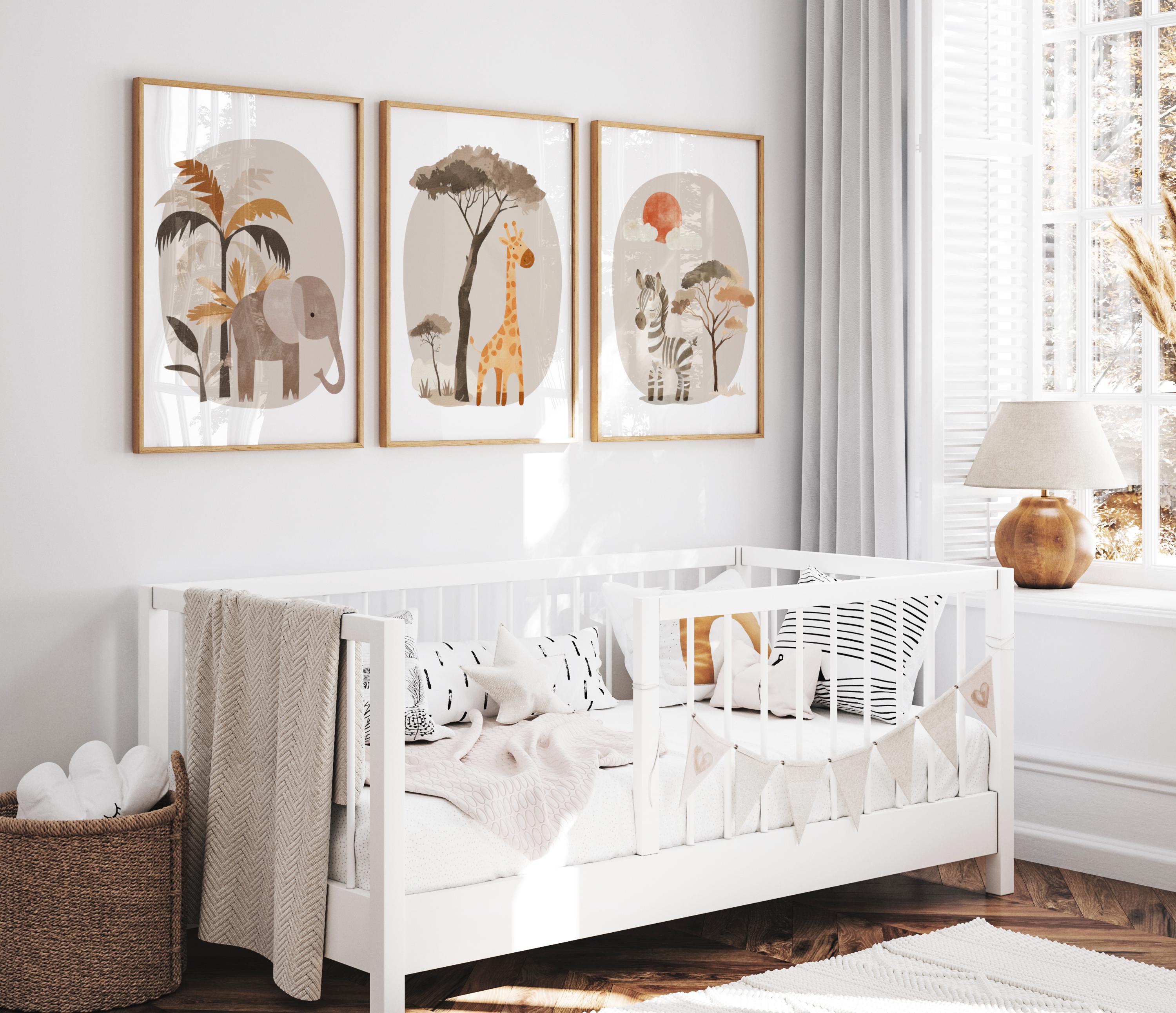 Boho Safari Nursery Decor, Safari Nursery Prints, Nursery Wall Art, Set ...