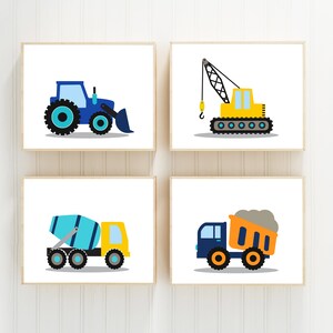Construction nursery decor - Boy wall art - Truck nursery prints - Construction trucks - Boy toddler gift - Truck print - Toddler bedroom