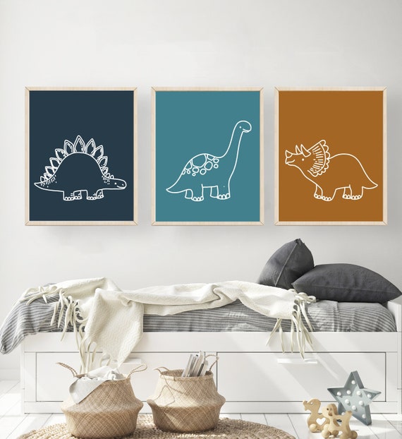 Dinosaur poster - Boys wall art - Dinosaur wall art - Boys room decor - Prints for boys room - Dinosaur print set - Toddler boy wall art