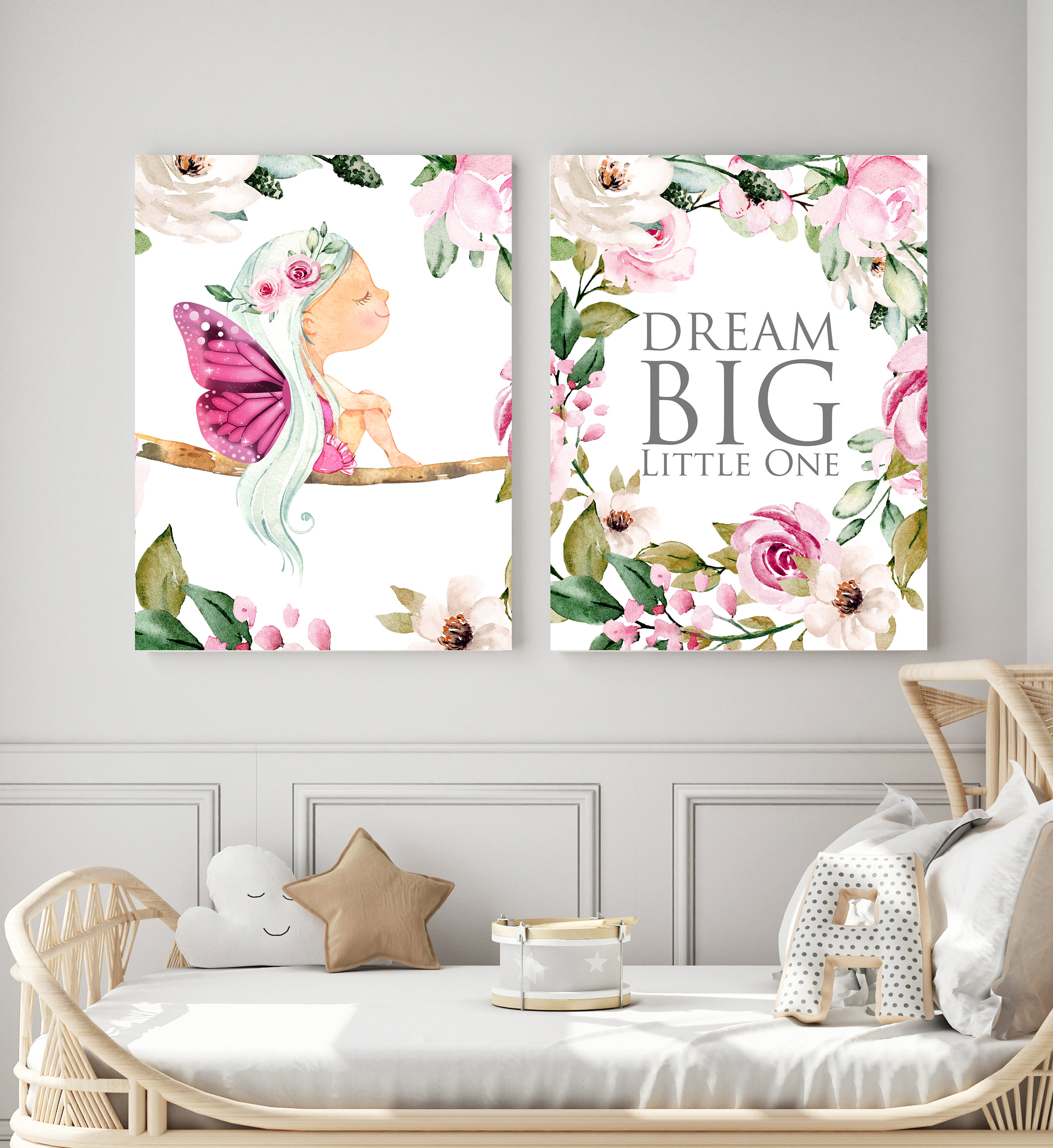 Fairy Nursery decor Fairy wall art Pink nursery art | Etsy