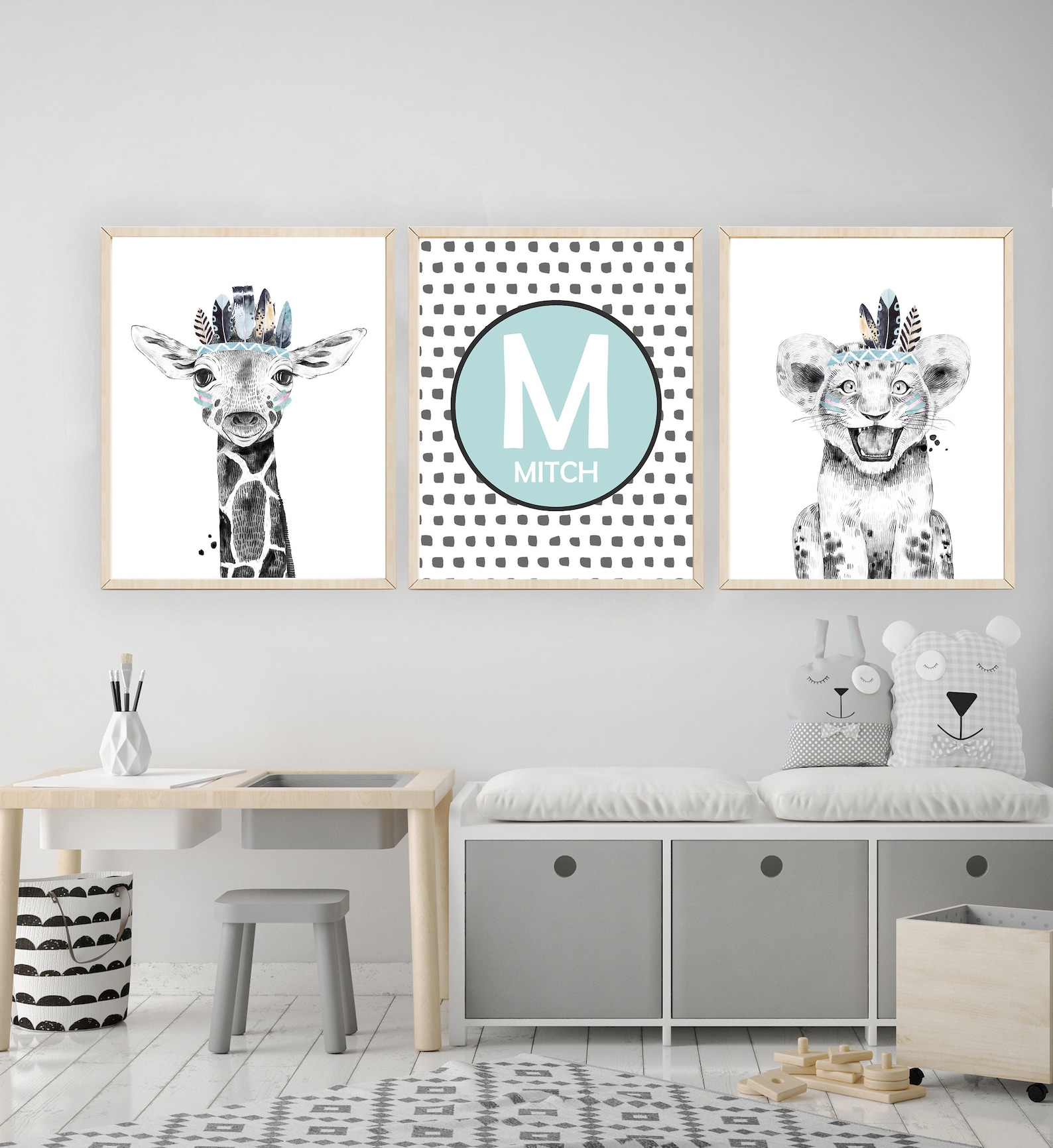 Baby boy animal wall art boy wall art decor Boys safari Etsy