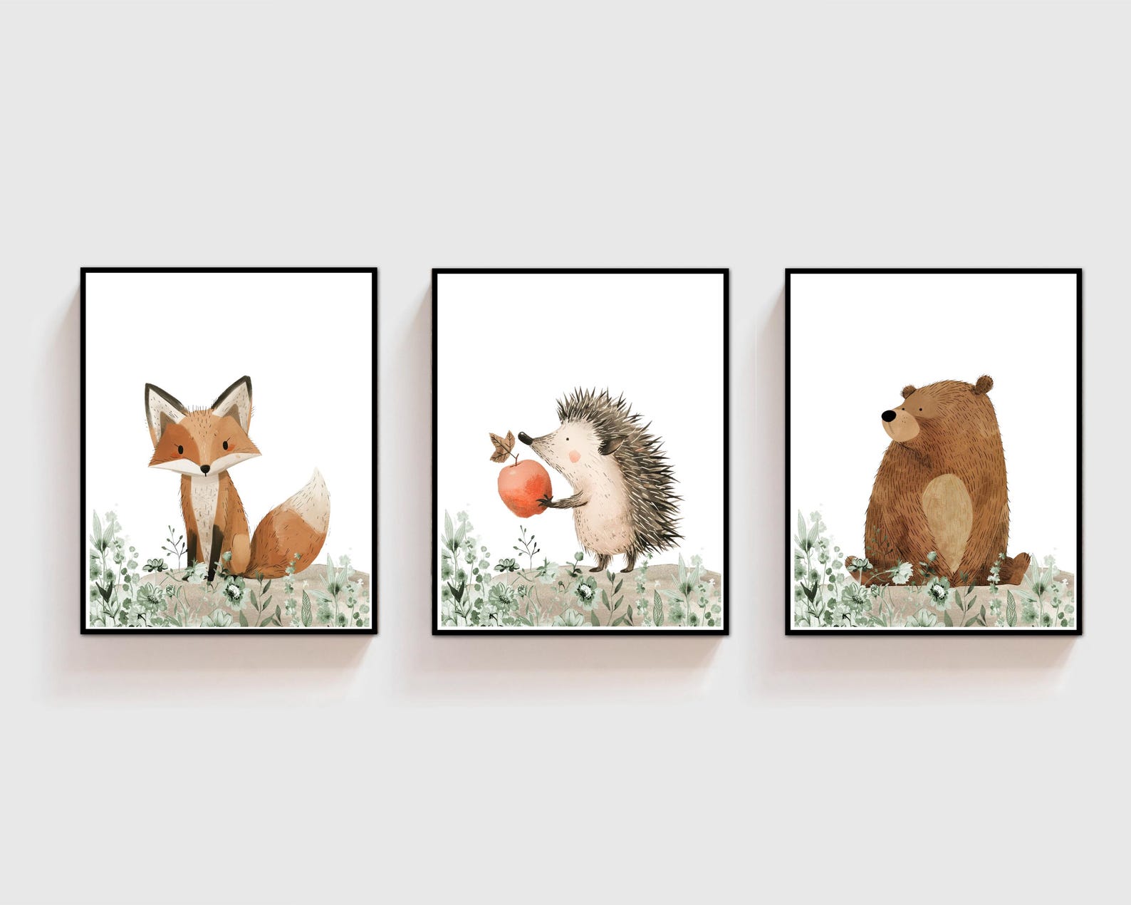 Woodland Nursery, Baby Room Forest Decor, Set of 3 Nursery Wall Art ...