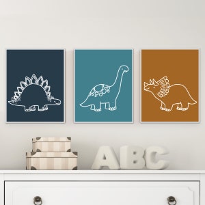 Dinosaur poster - Boys wall art - Dinosaur wall art - Boys room decor - Prints for boys room - Dinosaur print set - Toddler boy wall art image 5