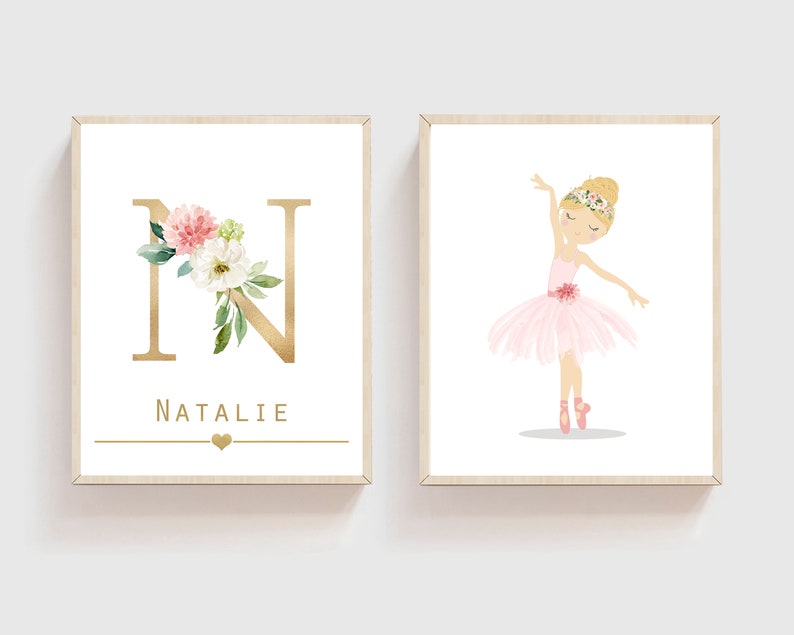 Girl Name Print Ballerina Wall Art Ballerina Girls Room Etsy