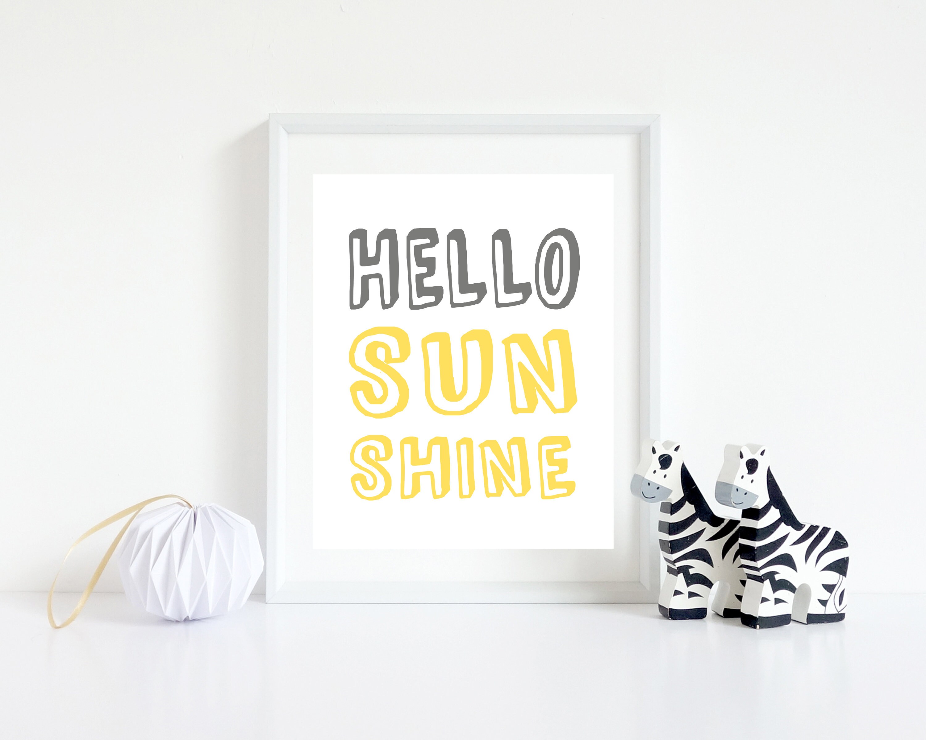 Hello Sunshine Wall Art Print Yellow and Gray You Are My Etsy