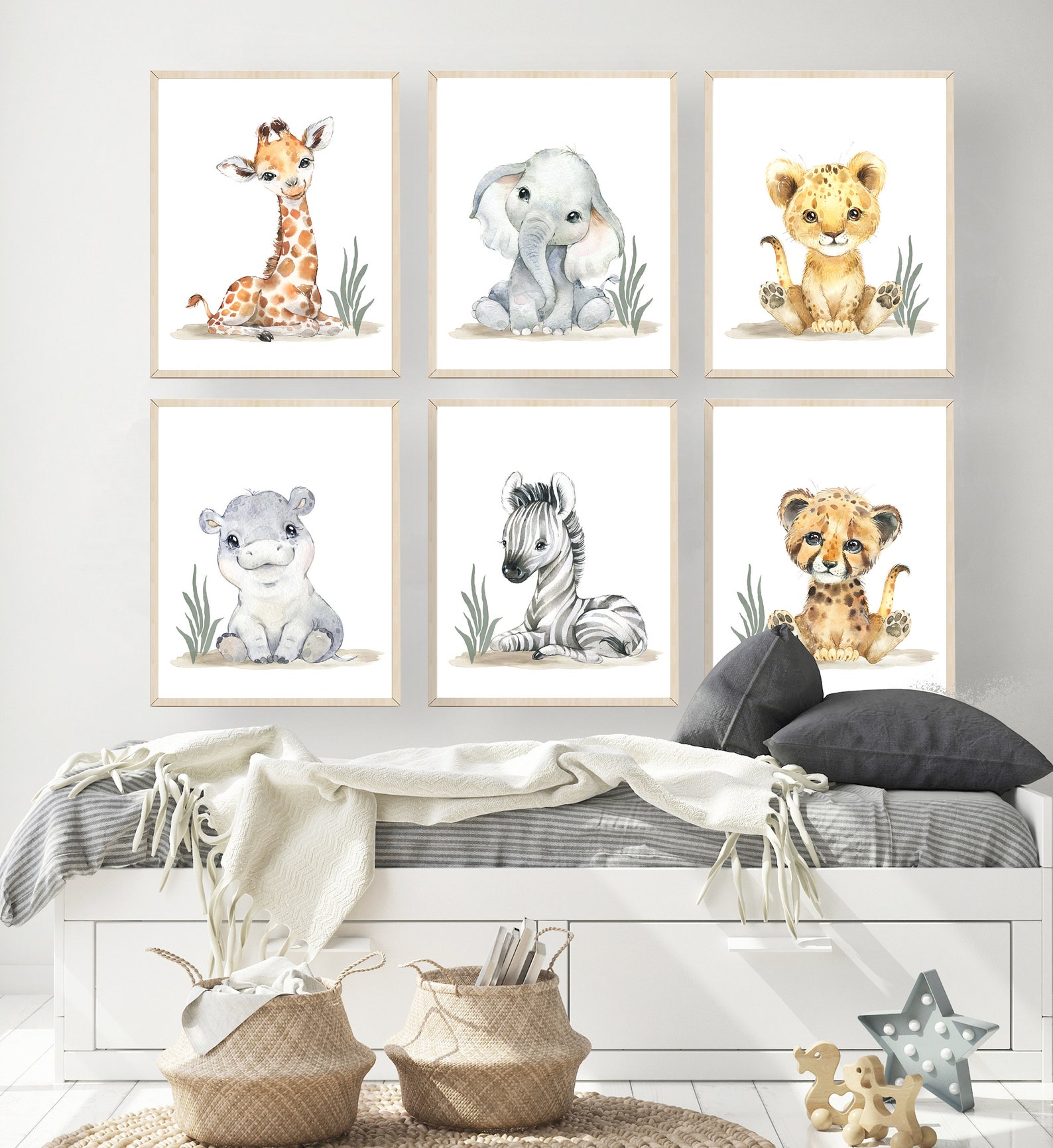 Safari Animal Prints - Safari Nursery Decor - Safari Baby Animal Prints ...