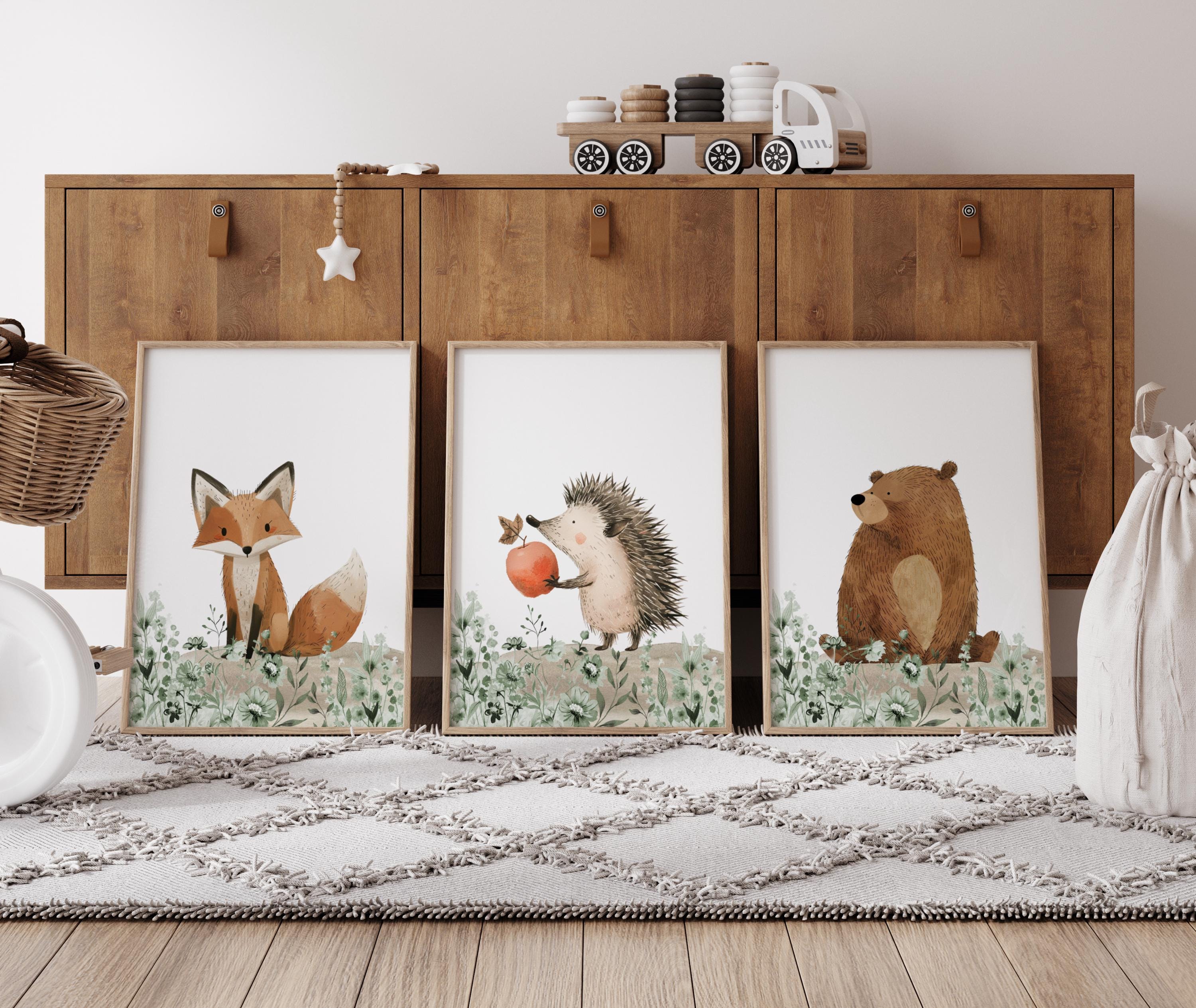 Woodland Nursery, Baby Room Forest Decor, Set of 3 Nursery Wall Art ...