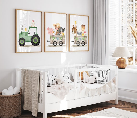 Farm Nursery Decor, Farm Nursery Prints, Farm Animal Art Prints, Farm Boy Room Wall Art, Farm Decor, Barn Yard Animals, Farm Tractor Prints
