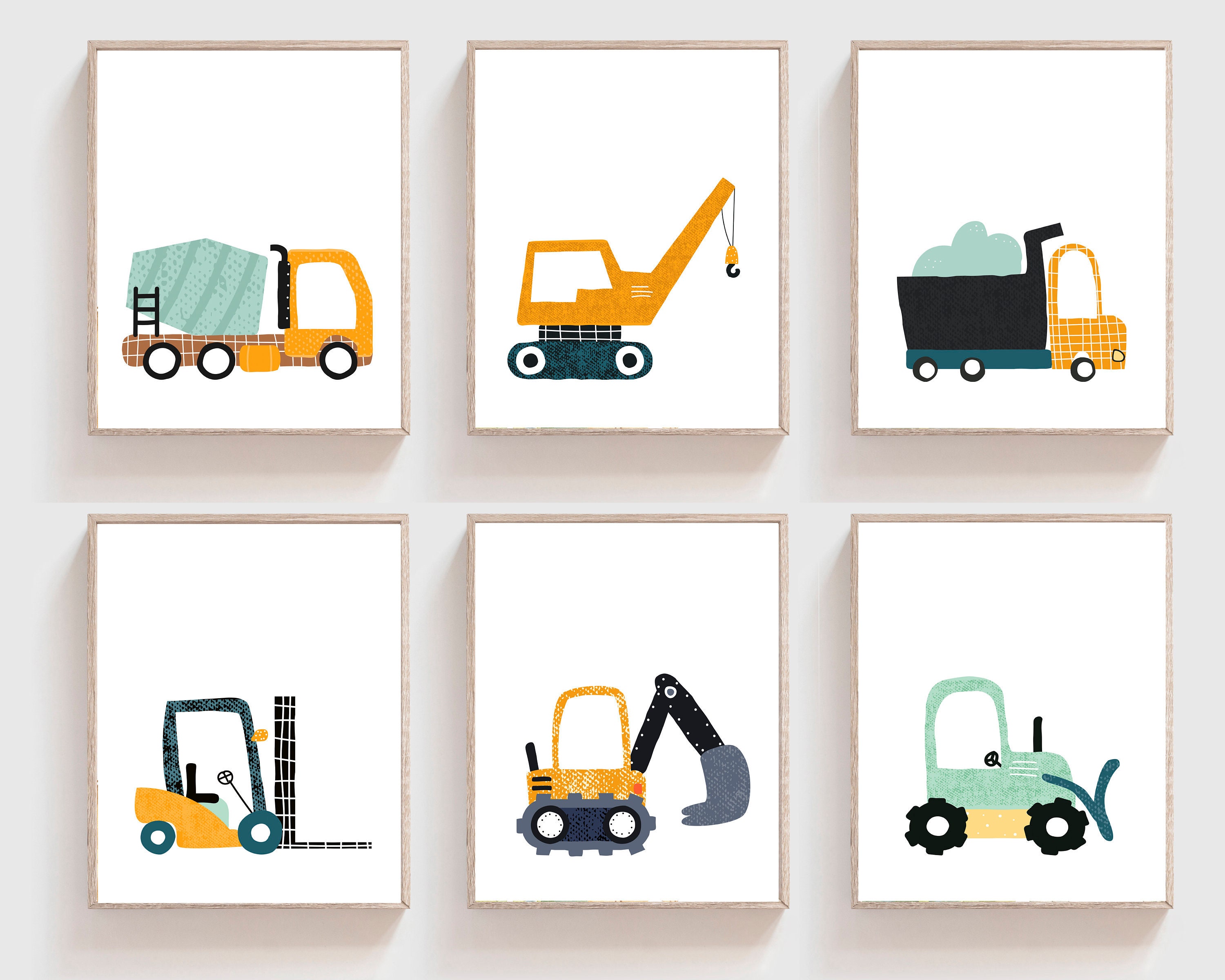 Set Of 6 Vintage Truck Wall Art Prints – 8x10 Inch Kids Room Decor For Boys