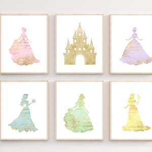 Princess nursery decor - Pastel nursery decor - Princess wall art - Princess bedroom decor -princess playroom decor - princess gift image 9