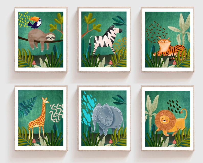 Safari Nursery Decor Baby Animal Prints Baby Safari Animal Etsy