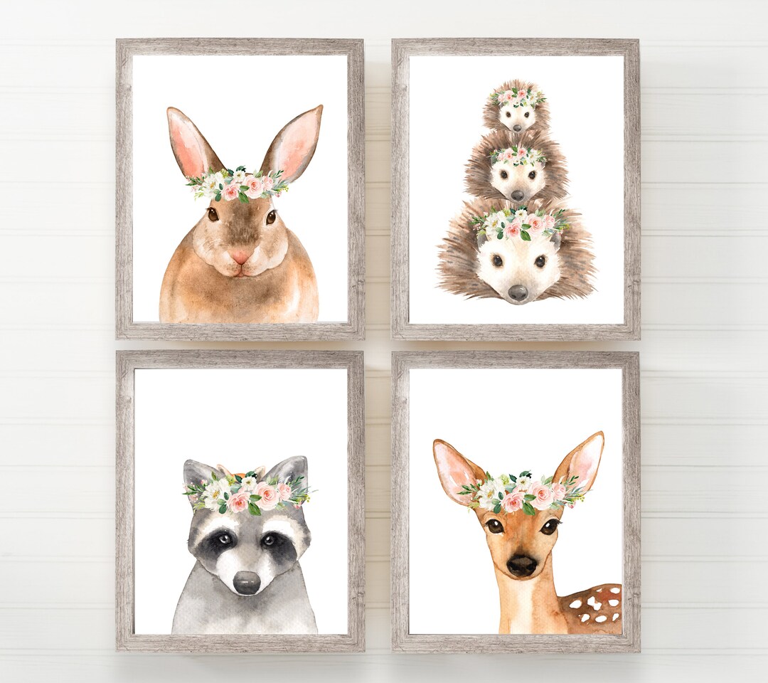 Baby Girl Woodland Nursery Decor - Girl Nursery Prints - Floral Nursery ...