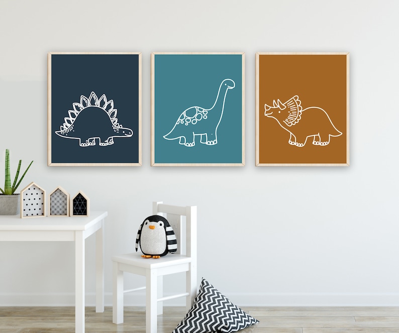 Dinosaur poster - Boys wall art - Dinosaur wall art - Boys room decor - Prints for boys room - Dinosaur print set - Toddler boy wall art image 7