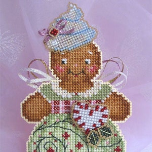 Brooke's Books GingerBaby Angel Dimensional Ornament INSTANT DOWNLOAD Cross Stitch Chart