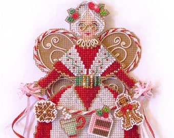 Brooke's Books Spirit of Mrs. Claus Angel Dimensional Ornament INSTANT DOWNLOAD Cross Stitch Chart