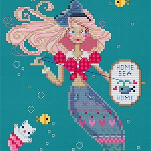 Brooke's Books - 4 of 12 - Big Mer-Sister #1 of Andersen's Little Mermaid Collection .PDF INSTANT DOWNLOAD Cross Stitch Chart