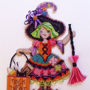 Brooke's Books Patty Patchwork Witchie Ornament Cross Stitch .pdf INSTANT DOWNLOAD Chart