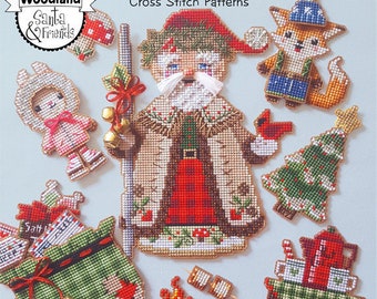 BÜNDELVERKAUF! Holen Sie sich alle 3 Charaktere in der NEUEN Brooke's Books Woodland Santa & Friends Ornaments Kollektion - Sofortiger Download Kreuzstich Charts