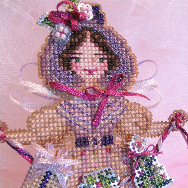 Brooke's Books Peg, The Plum Pudding Angel Ornament INSTANT DOWNLOAD Cross Stitch Chart